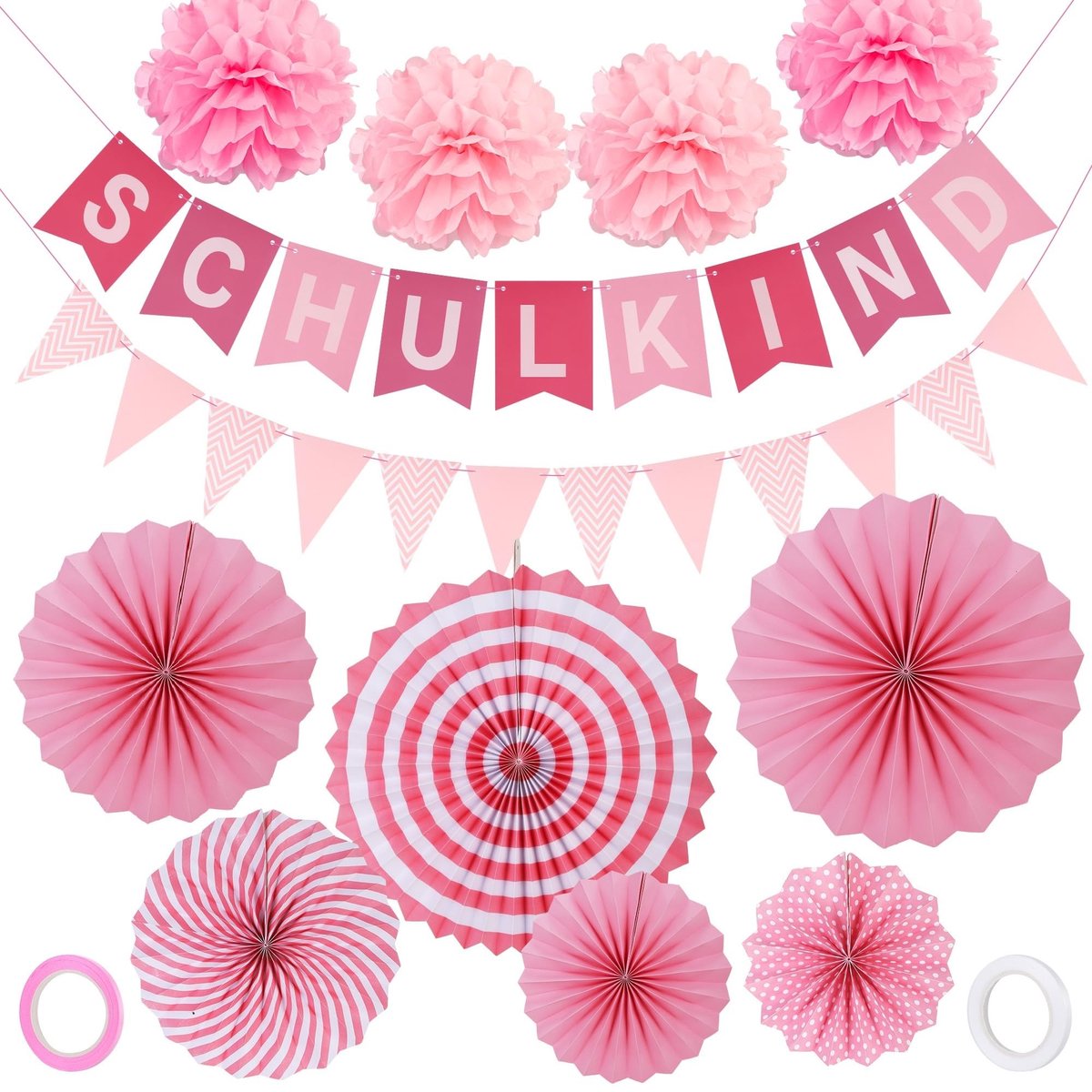 SolidKeus - 12-delige Decoratieset voor de Eerste Schooldag Meisjes Roze