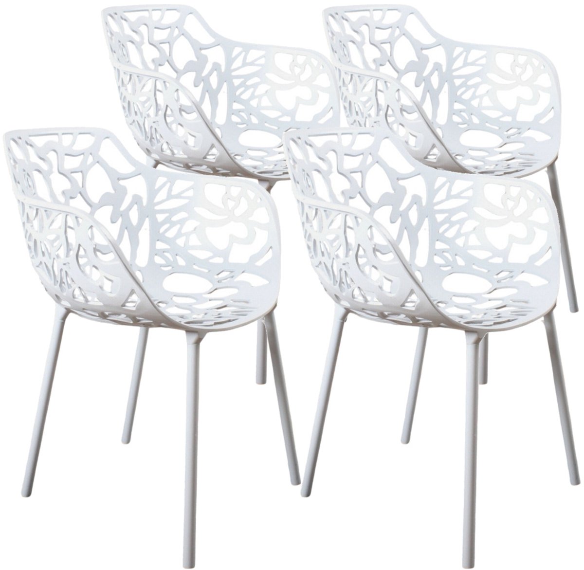 DS4U® - Cast eetkamerstoel - Set van 4 - Wit - Aluminium - Met armleuning
