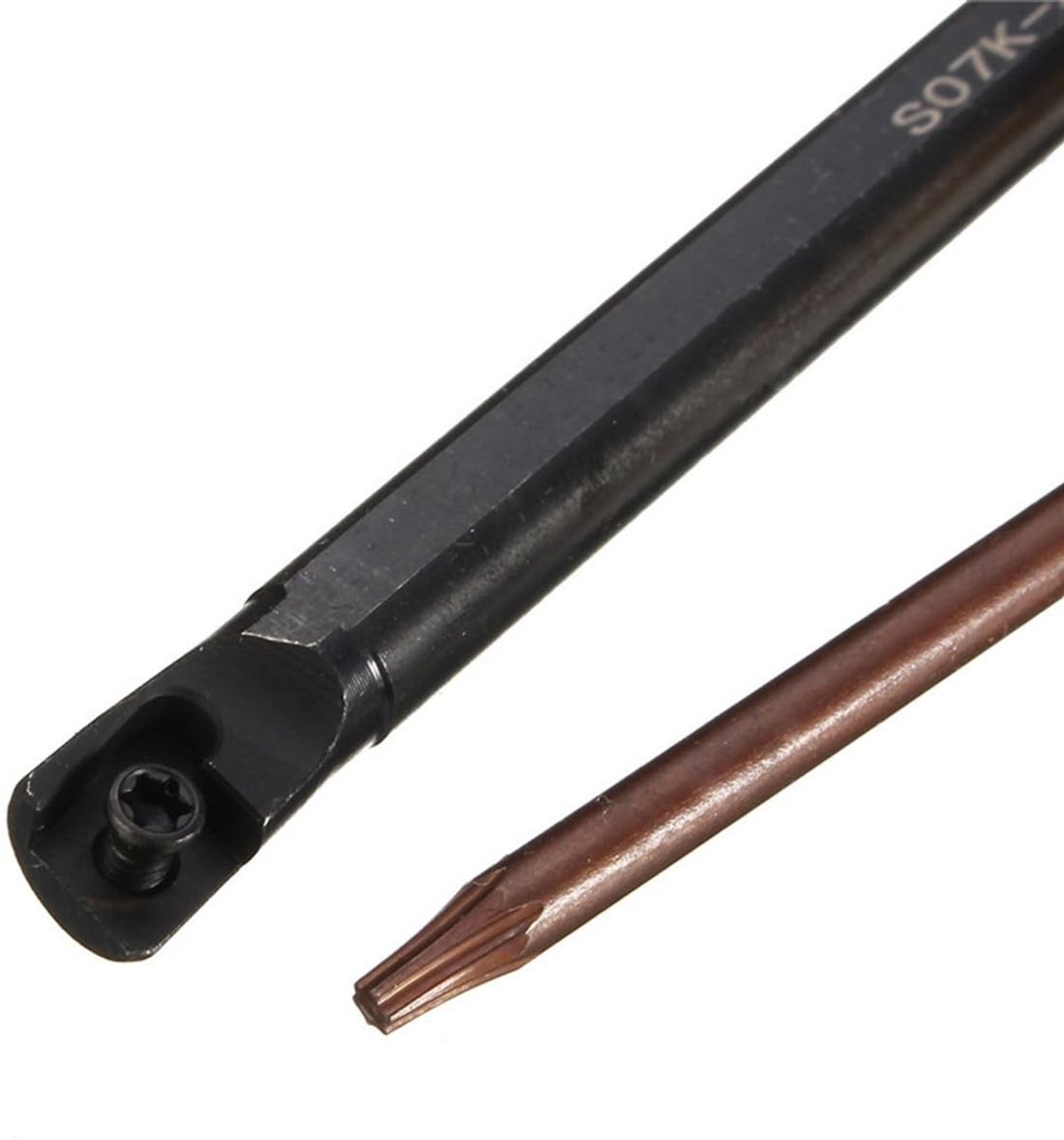 SolidKeus - 7x125mm Borenstaaf met 8 CCMT0602 Hardmetaal Snijders en Sleutel