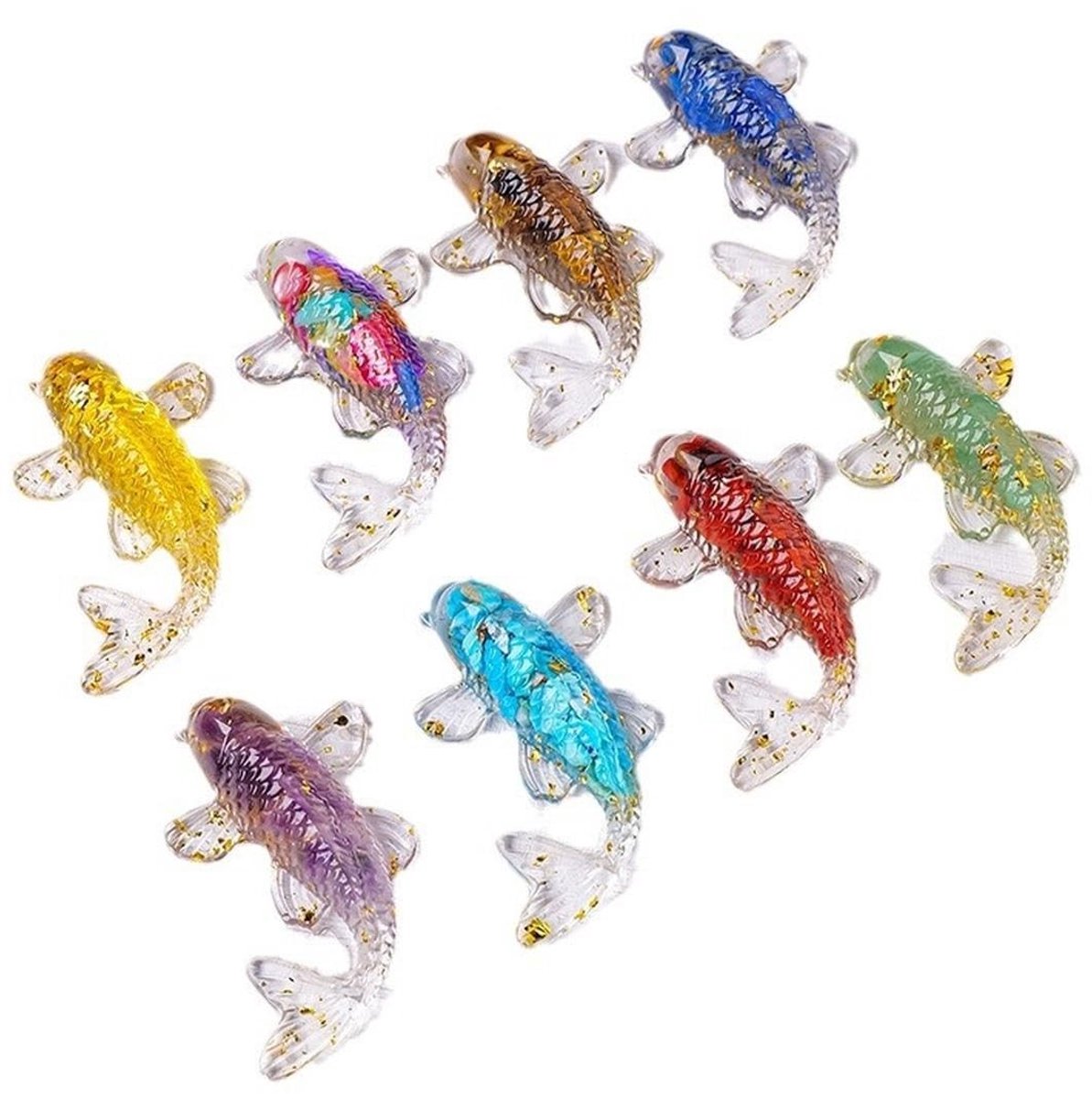 SolidKeus - Set van 6 Koi Vissen van Natuurlijke Kristallen voor Decoratie