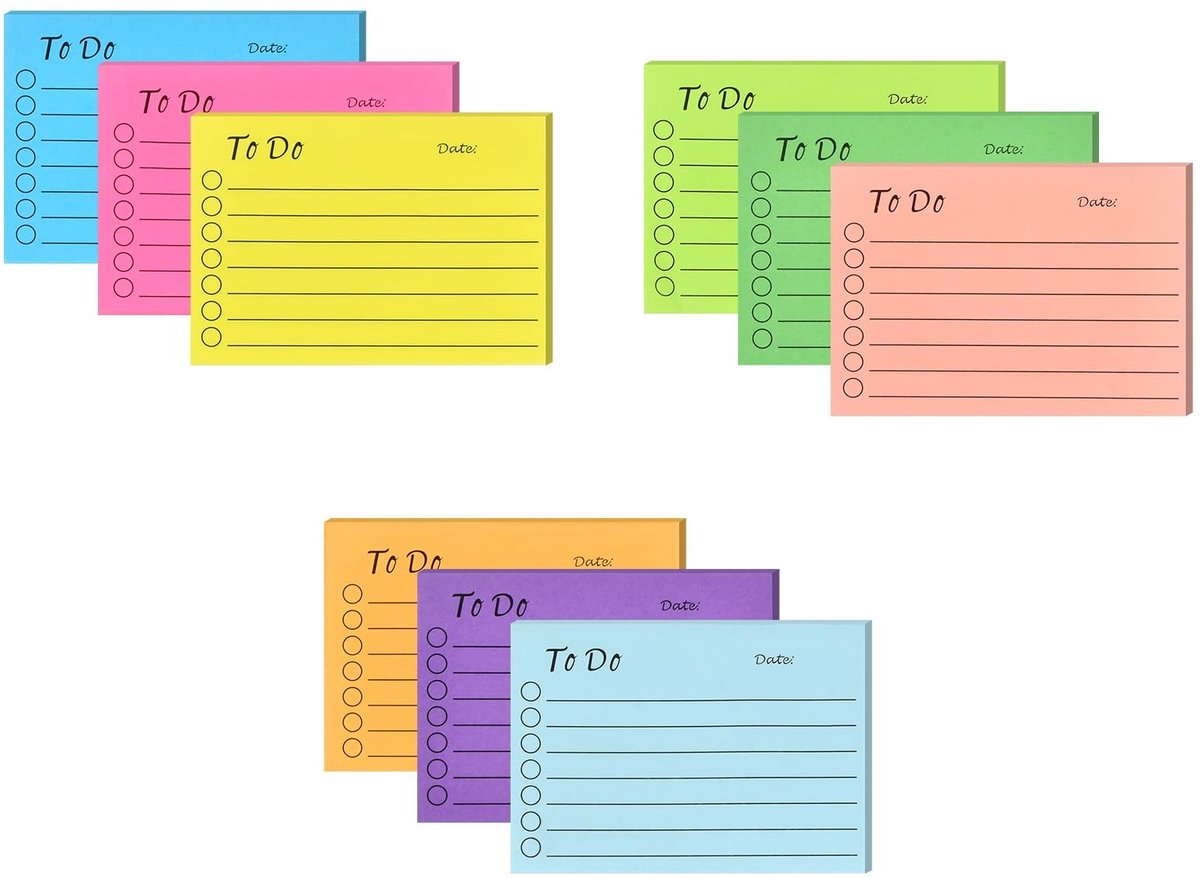 SolidKeus - Set van 9 Zelfklevende Notities in 9 Kleuren