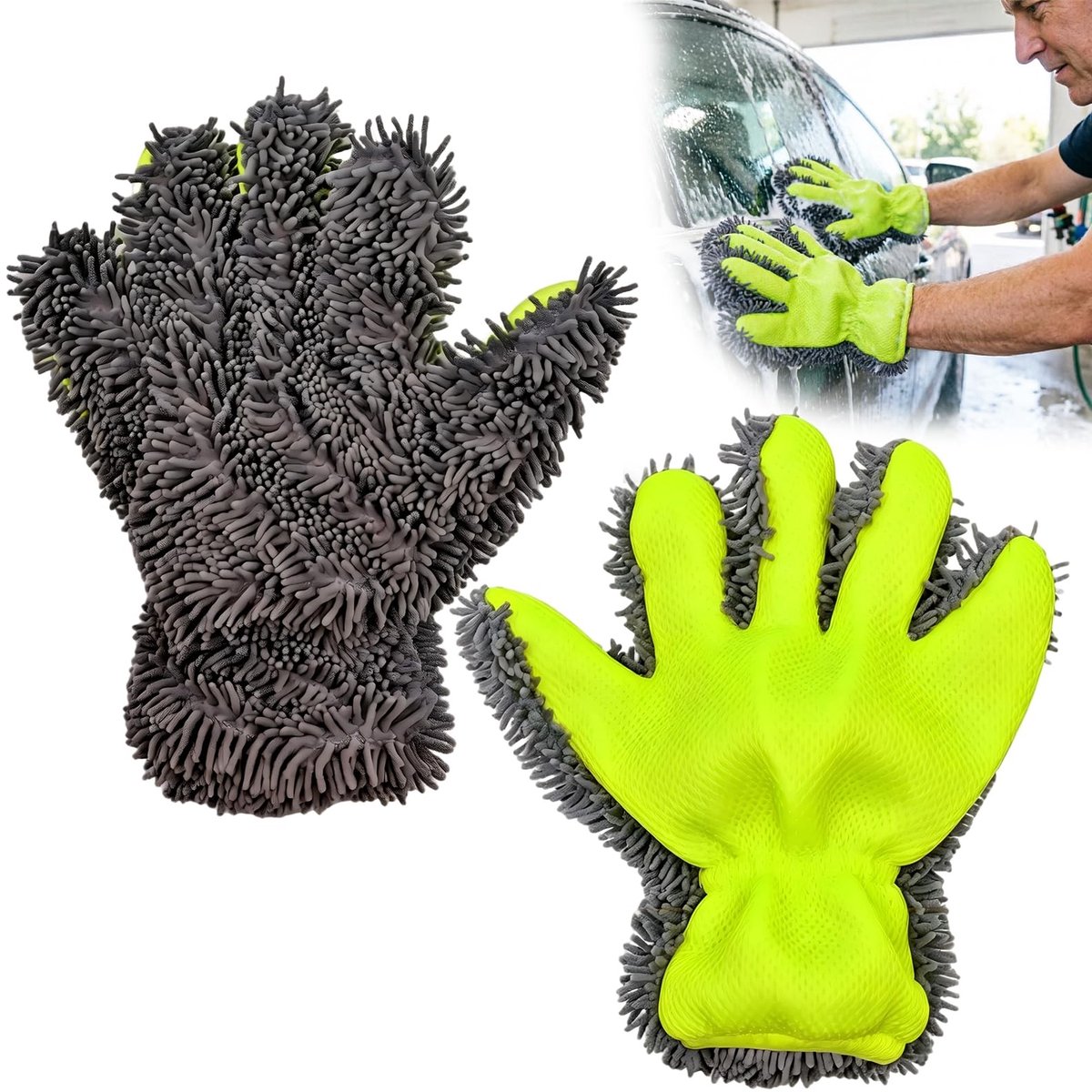 SolidKeus - Set van 2 Microvezel Autowashandjes voor Binnen en Buiten