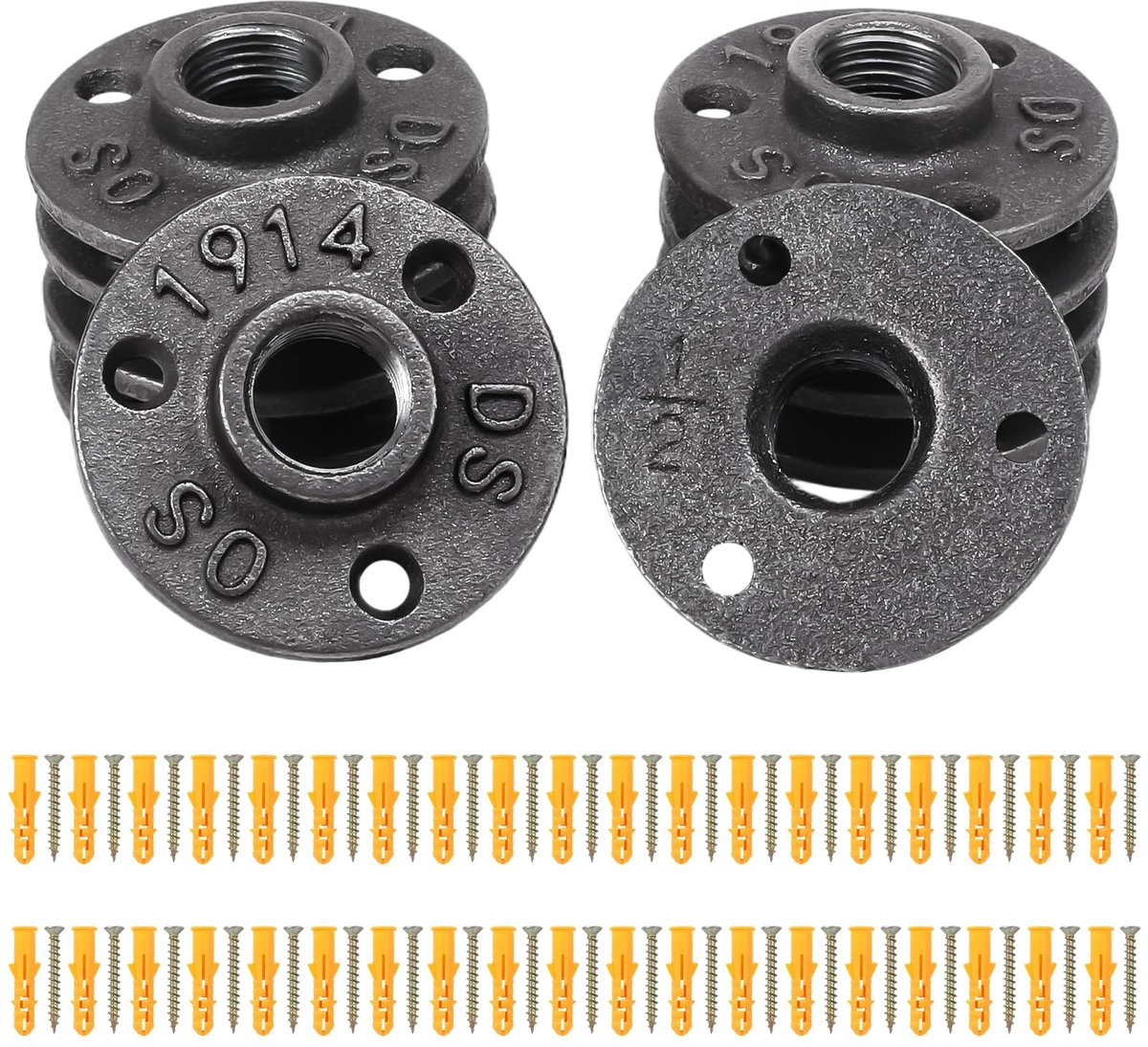 SolidKeus - Set van 10 1/2" BSP Schroefdraadflenzen met 3 Gaten en Schroeven