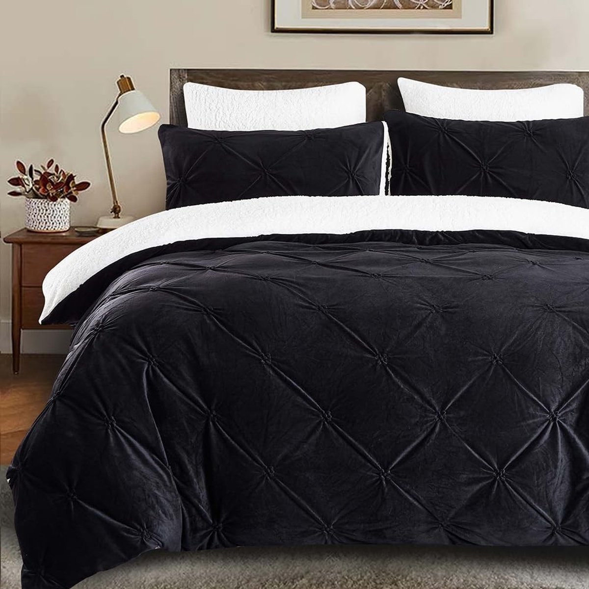 SolidKeus - Warm Winter Bedlinnen 155 x 220 cm in Zwart met Kussensloop