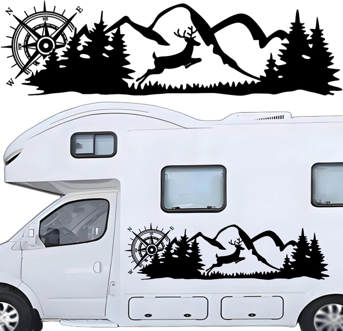 SolidKeus - Auto Sticker Kompas Vinyl Stickers voor Auto