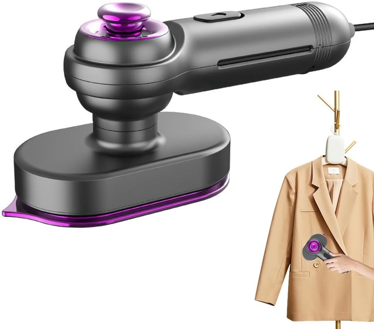Kledingstomer - Verticale stomer - Draagbare Strijkijzer - Mini Reiskledingstomer - 20s Snel Opwarmen - Handstomer voor Kreukels op Kleding en Overhemden - Geschikt voor Studentenhuis en Thuis - Compact en Lichtgewicht - Steamer voor op Reis