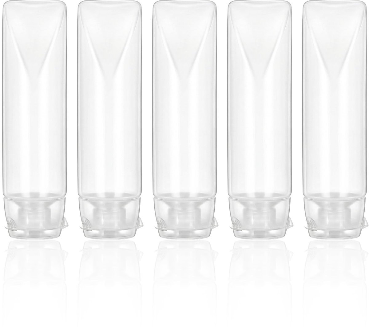 SolidKeus - Set van 5 Transparante Reisbottles voor Vloeistoffen