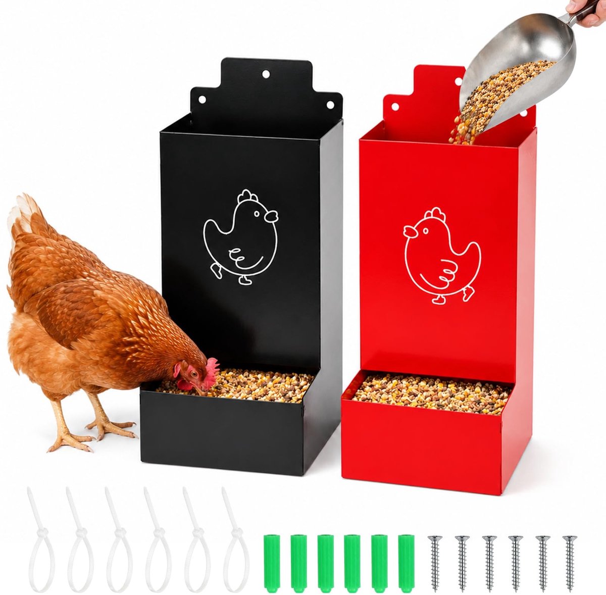 SolidKeus - Automatische Voederautomaat voor Kippen en Gevogelte - 2 Stuks