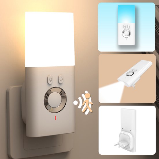 LED-nachtlampje - Met bewegingssensor - Ingebouwde 200mAh-batterij - Nachtlampje met stopcontact - Zaklampfunctie - Sfeerverlichting in 7 kleuren - USB-oplaadbaar - RGB-kleurverandering - Dimbaar - Geschikt voor kinderen en volwassenen - 1 stuk — afbeelding 5