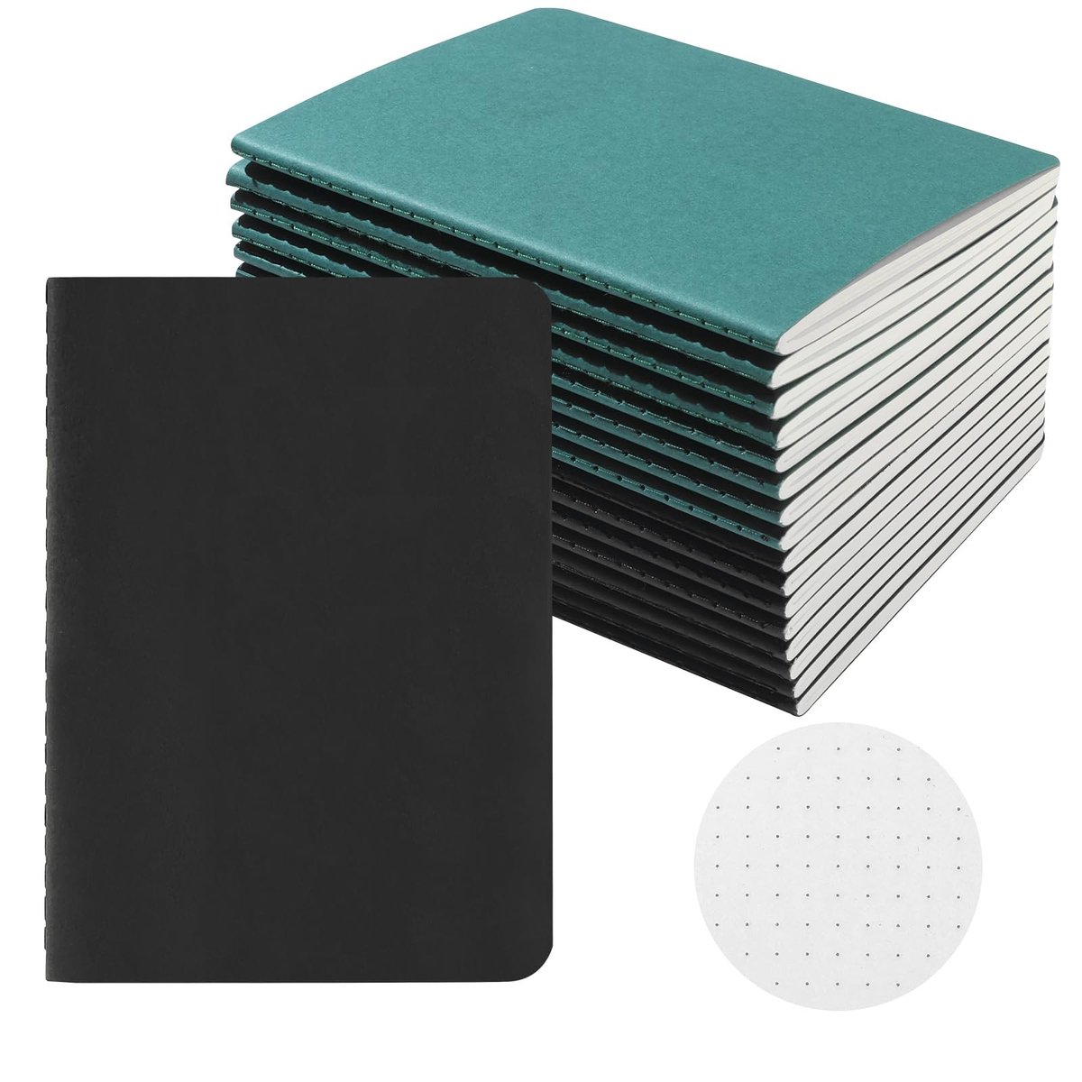 SolidKeus - 16 Stuks Dotted Notebooks in Zwart-Groen
