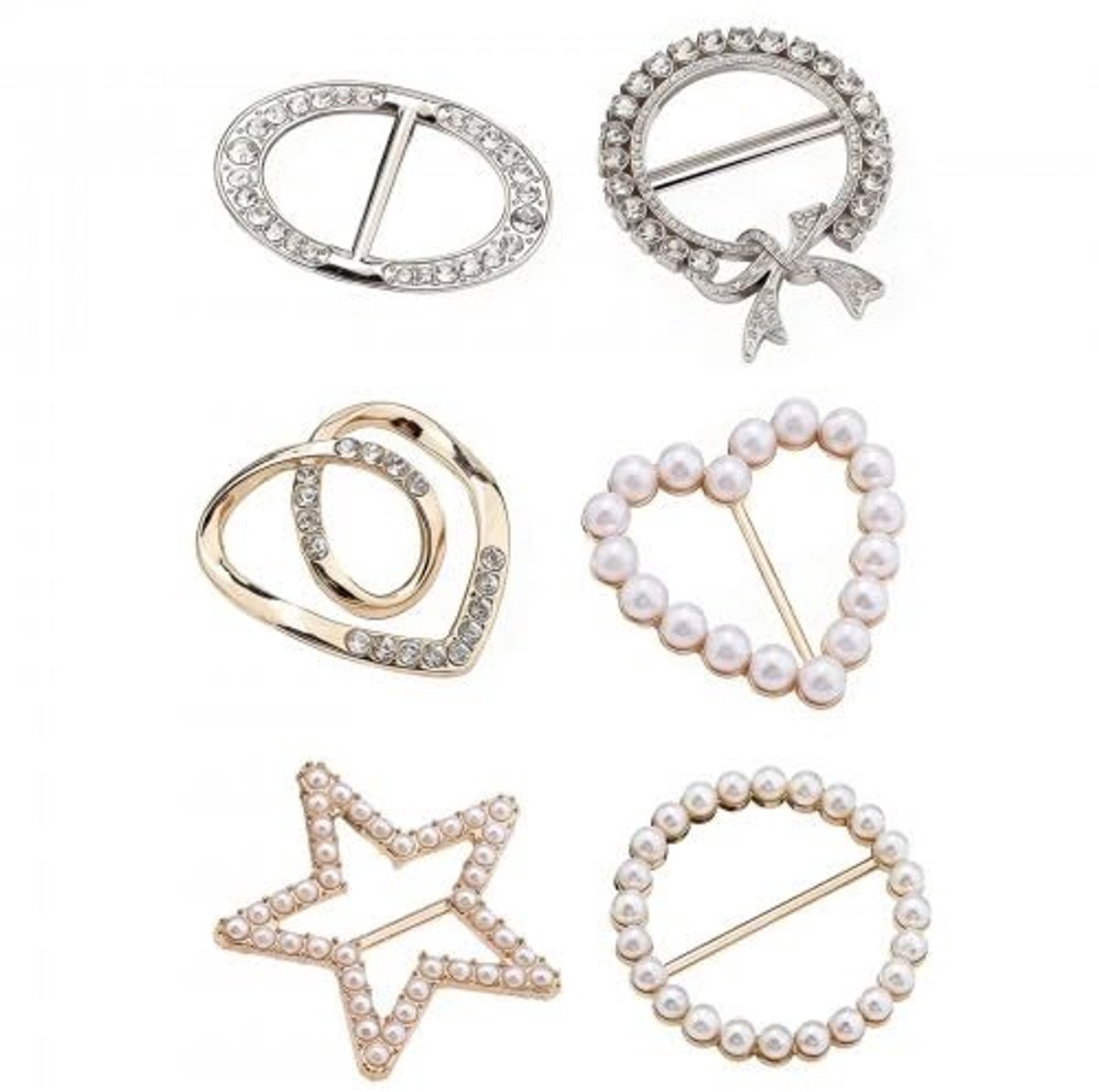 SolidKeus - Set van 6 Glitter Scarf Ringen voor Kleding