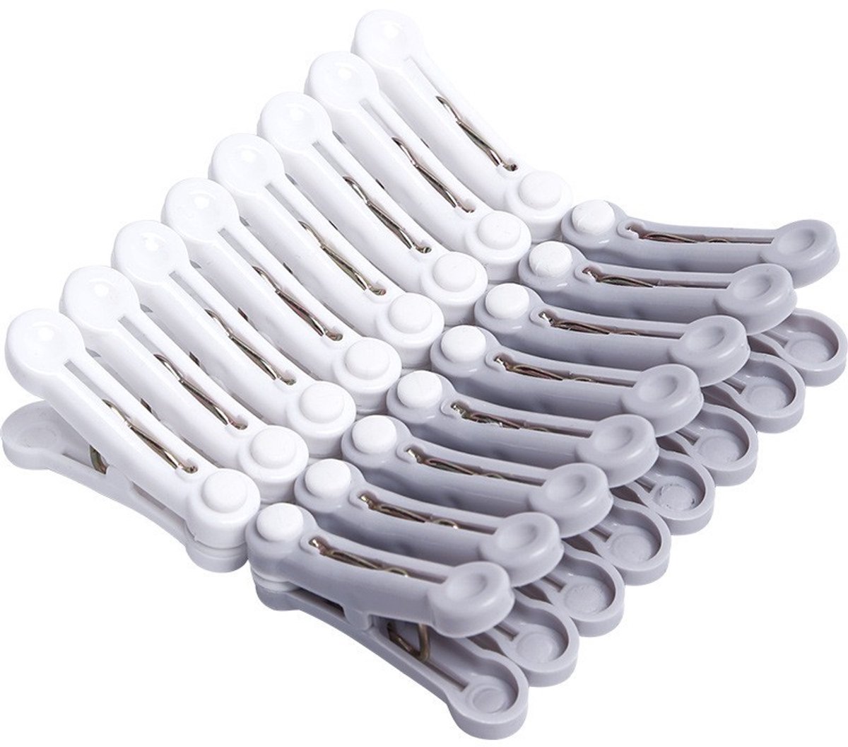 16 stuks- wasknijpers-wasknijpers kunststof -wasknijpers groot-wasknijpers plastic -Strandhanddoekclips- Quiltclips-Strandlaken Knijpers -Winddicht-Handdoekknijpers-Voor Strandlaken, Beddengoed En Dikke Kleding-8 grijs 8 wit