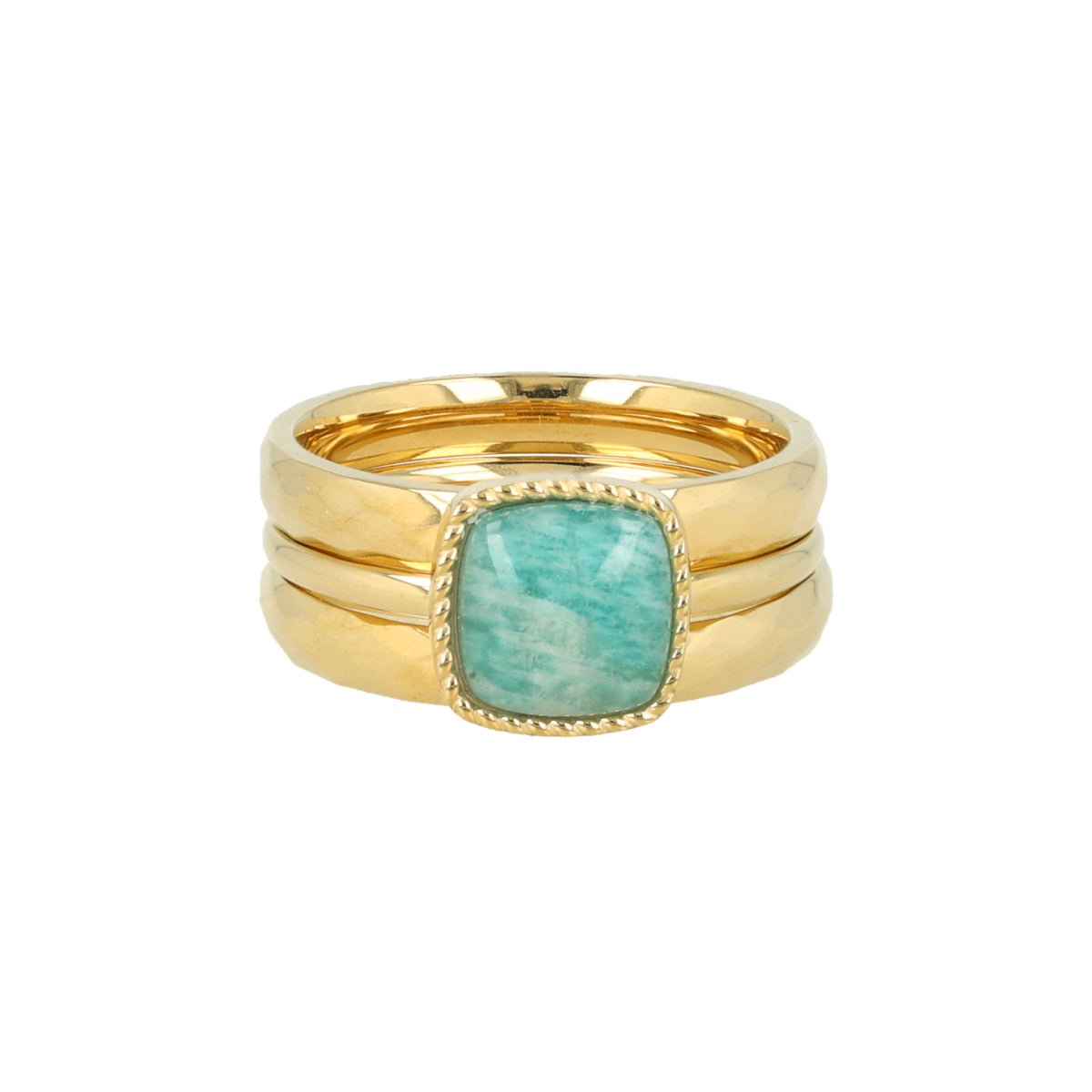 My Bendel - Ringenset Amazoniet - met Luxe Cadeauverpakking | Sieraden Voor Dames | Maat 16.00 Mm / Maat 50