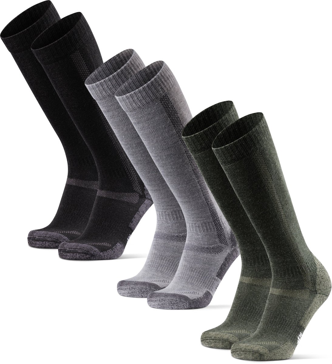 DANISH ENDURANCE Merinowollen Kniehoge Wandelsokken met Demping & Unisex 3 Paar 35-38 Zwart