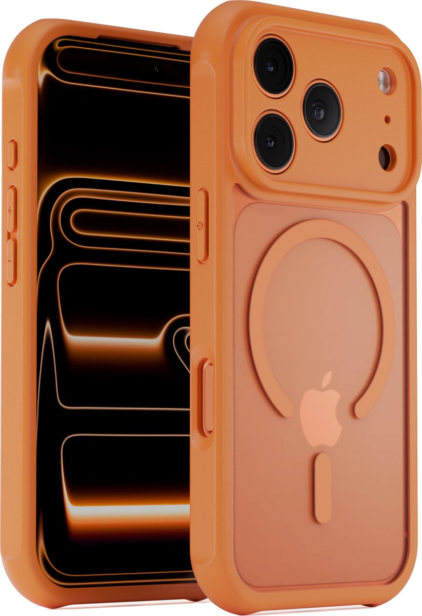 Reovo ClearMag Hoesje Geschikt voor iPhone 17 Pro - Geschikt voor MagSafe - Oranje