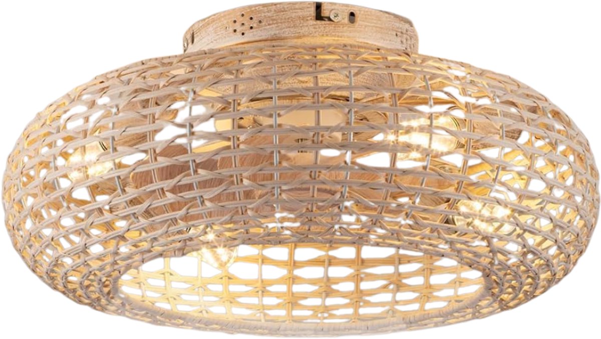 Lìon® Ventilator Plafond - Ventilator - Ventilator Staand Afstandsbediening - Naturaal - 50cm x 23cm x 50cm