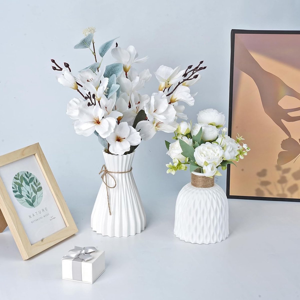 SolidKeus - 2 Stuks Minimalistische Witte Vazen voor Bloemen