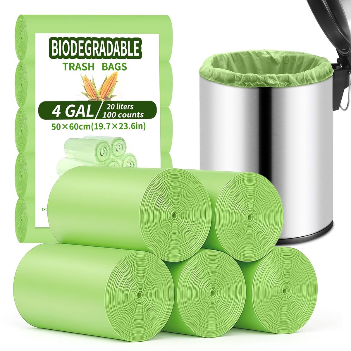 SolidKeus - Composteerbare Vuilniszakken 20L, 100 Stuks, Stevig en Scheurvast