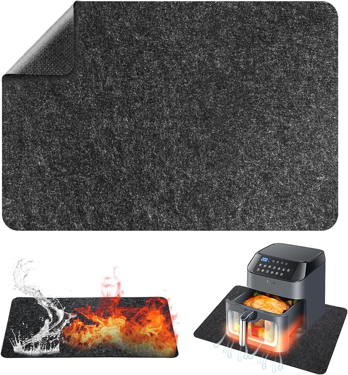 Hittebestendige en vlamvertragende mat voor de keuken - Ovenbescherming, anti-vouwen opslag, isolatie 44 x 30 cm