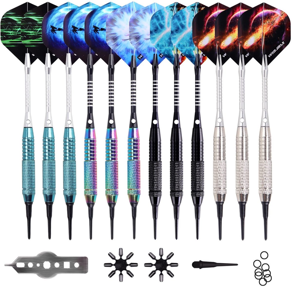 SolidKeus - Set van 12 Professionele Soft Darts met Plastic Punt