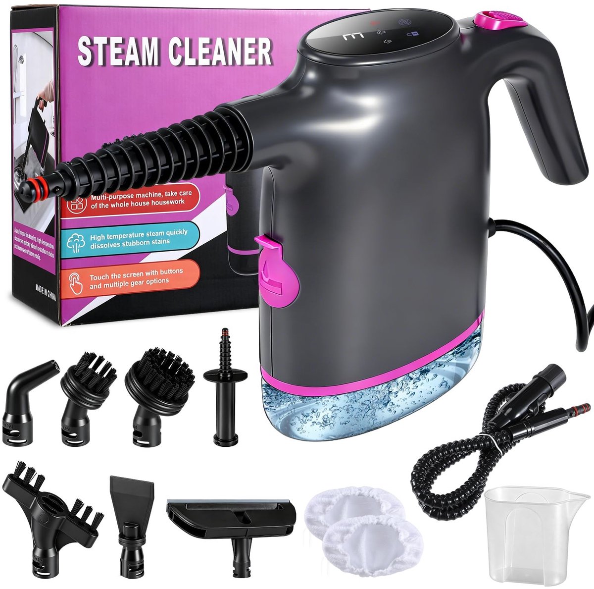 SolidKeus - Draagbare Stoomreiniger 1200 W met Snelle Opwarming en 12 Accessoires