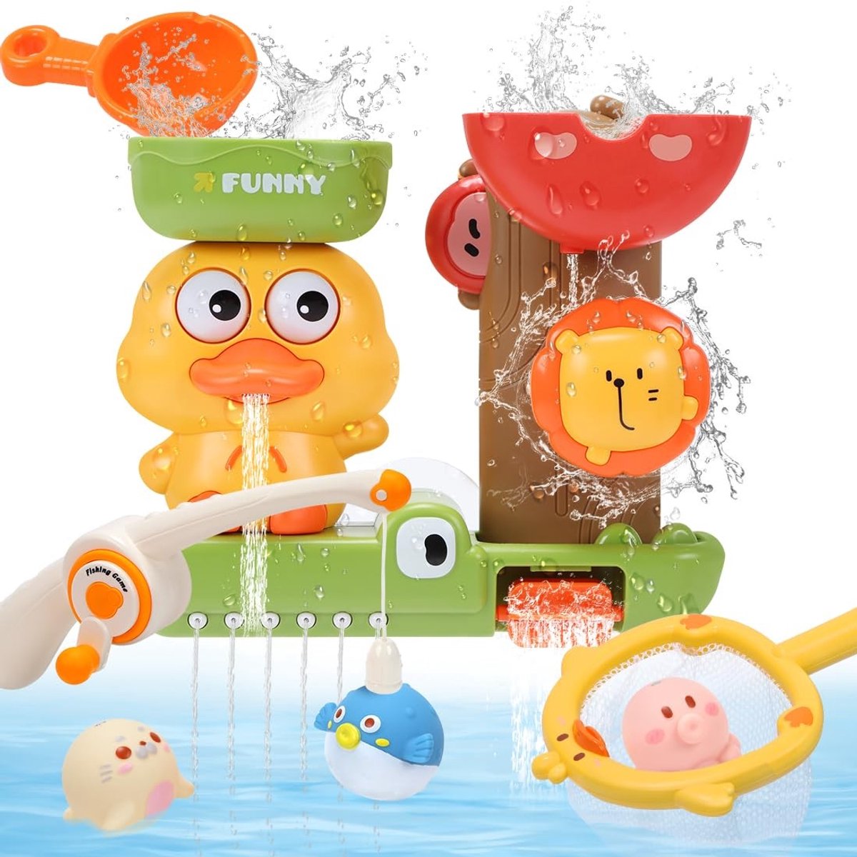 SolidKeus - Baby Bad Speelgoed Set met Eend en Visnet