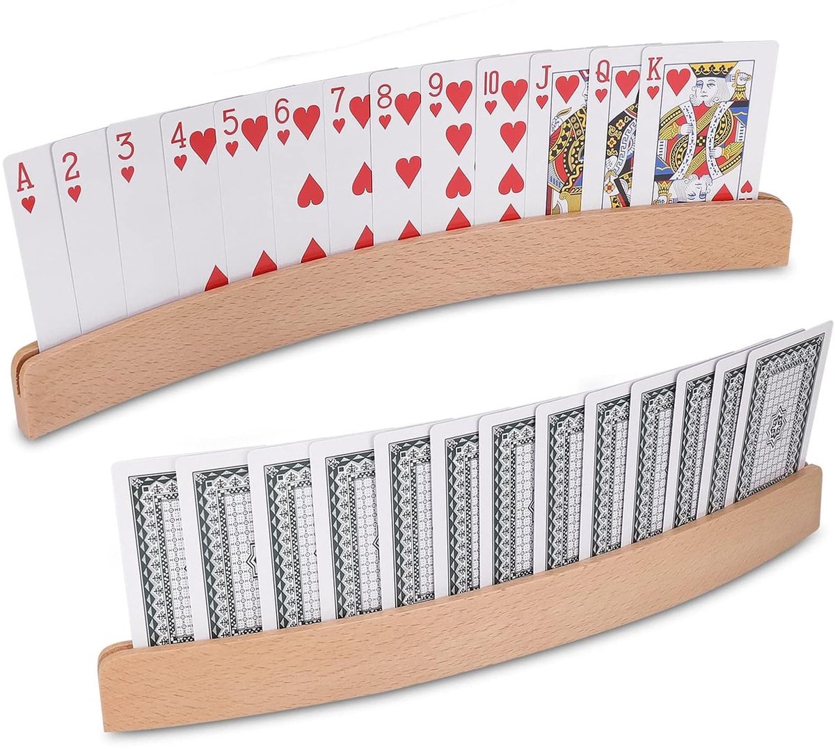 SolidKeus - Set van 2 Houten Kaarthouders voor Handen-Vrij Spelplezier
