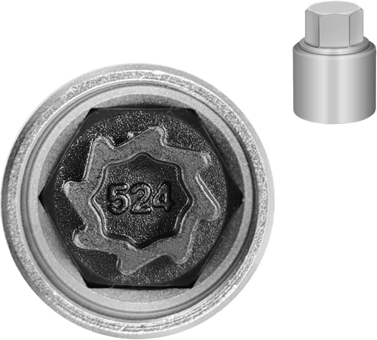 SolidKeus - Wielborgmoer Sleutel voor VW, OD 28 mm - ID 25 mm, Anti-Diefstal
