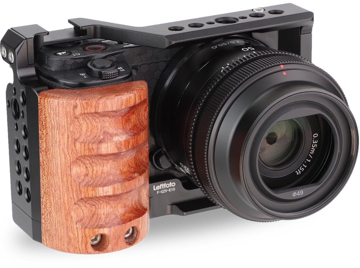 SolidKeus - Upgrade Metalen Cage met Houten Handgreep voor Videografie