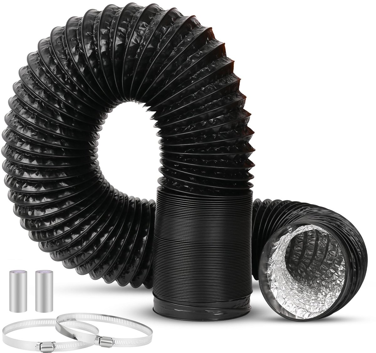 SolidKeus - PVC Ventilatie Hose met 2 Slangklemmen, 110 mm