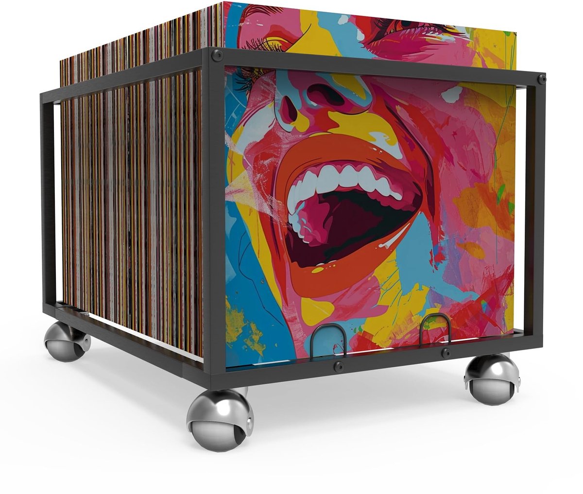 SolidKeus - Robuuste Vinyl Record Rack met Wielen voor 100 Albums
