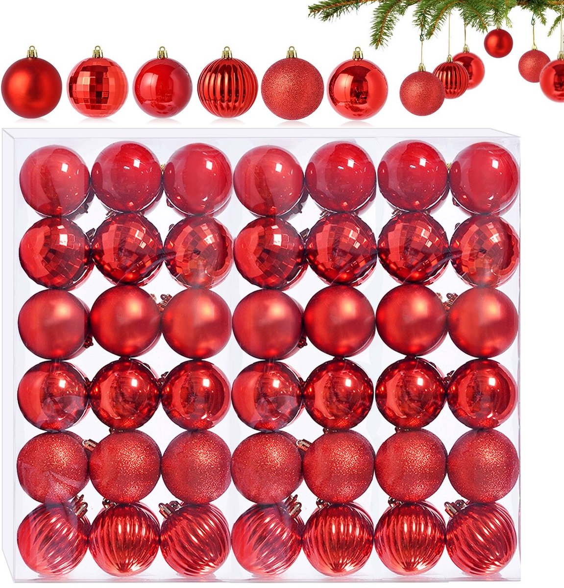 SolidKeus - Set van 42 Mini Rode Kerstballen