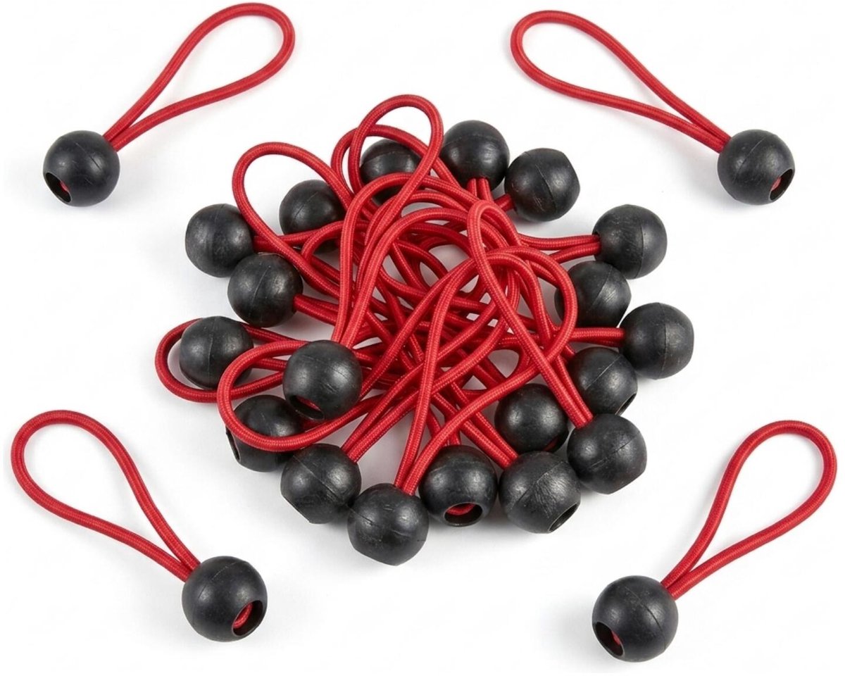 Cogex Spanelastieken met ballen - 20x stuks - kunststof / nylon - voor dekzeil en transport