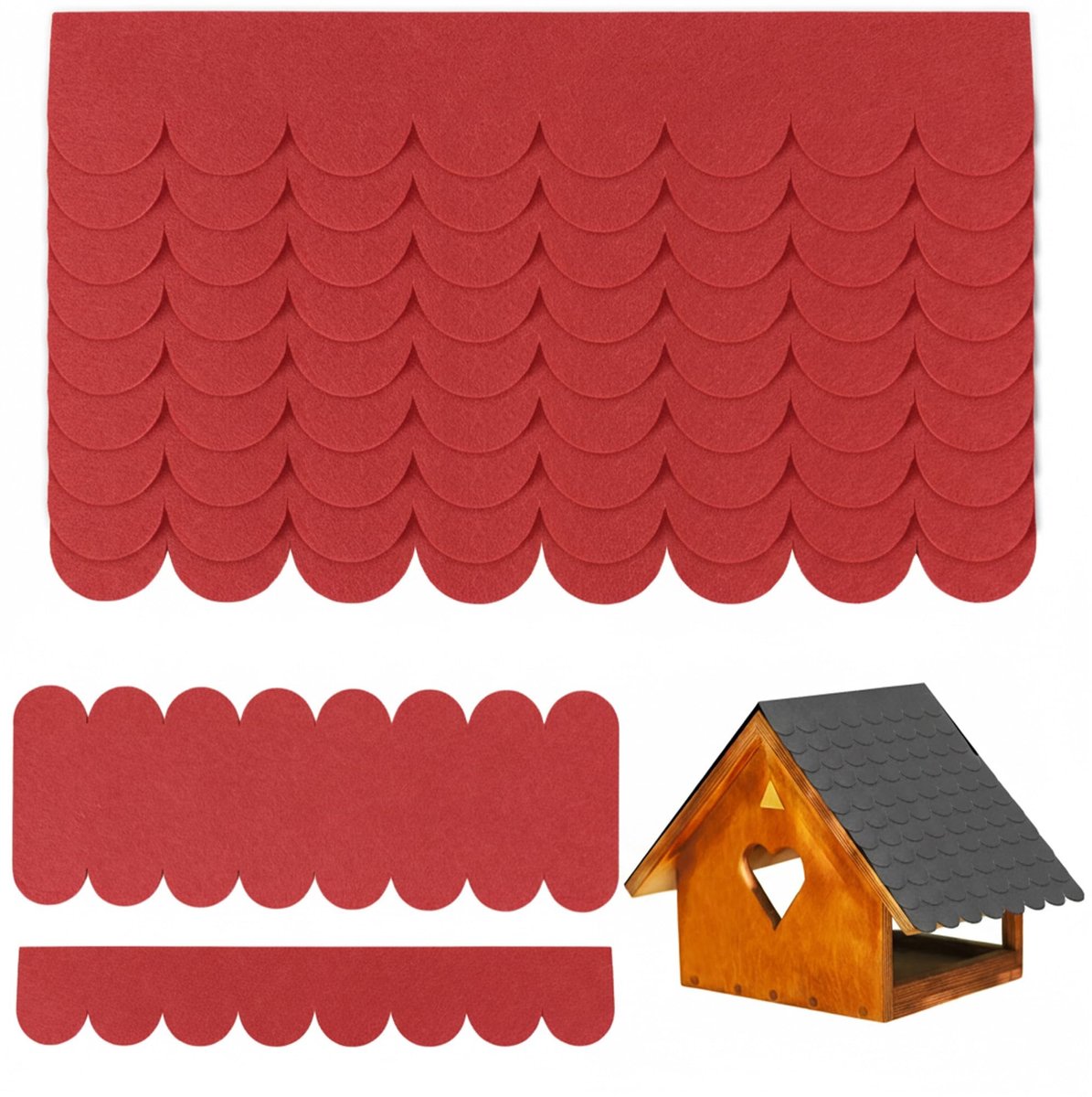 Omgoods - Set van 32 Zelfklevende Dakshingles voor Vogelhuizen (Zwart)
