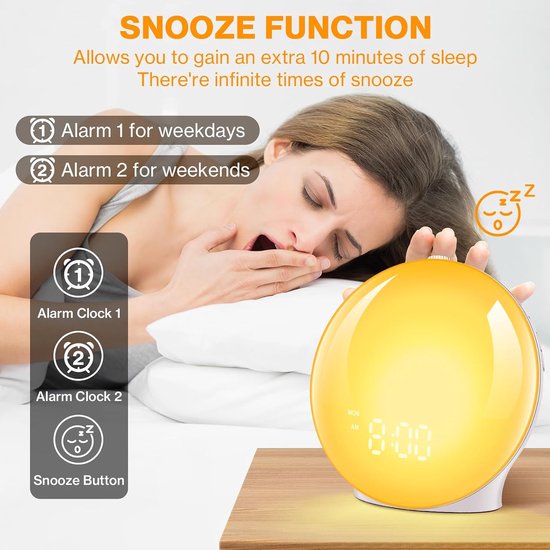 Wake Up Light - Alarm Klok - Ochtend Routine - Zonsopgang Simulatie - 220 Volt - Full Screen — afbeelding 5