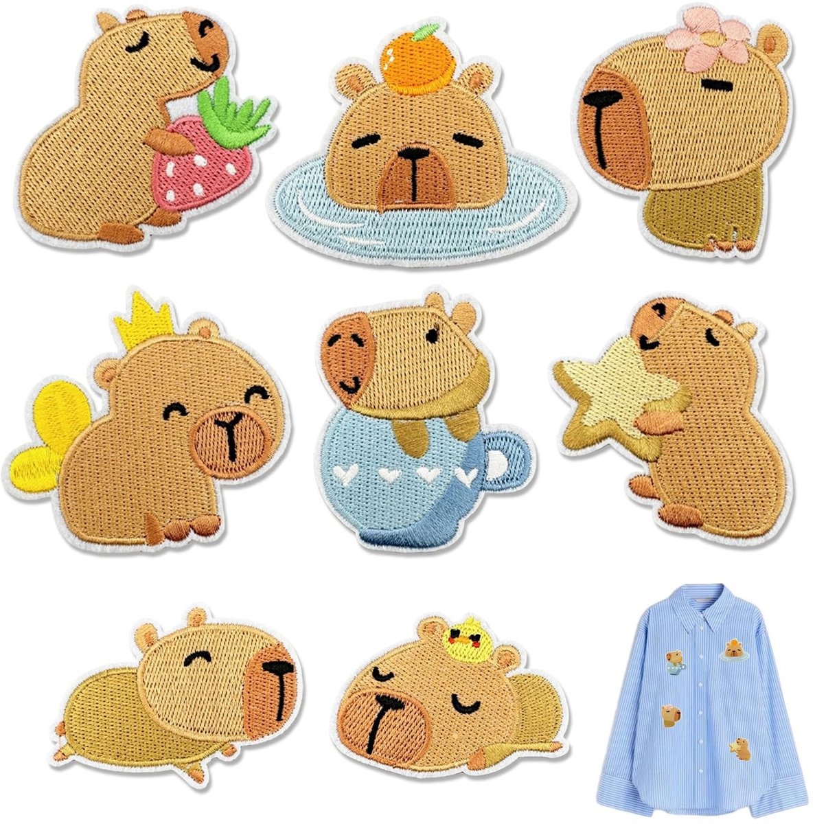 Omgoods - Capybara Strijkpatches Set van 8