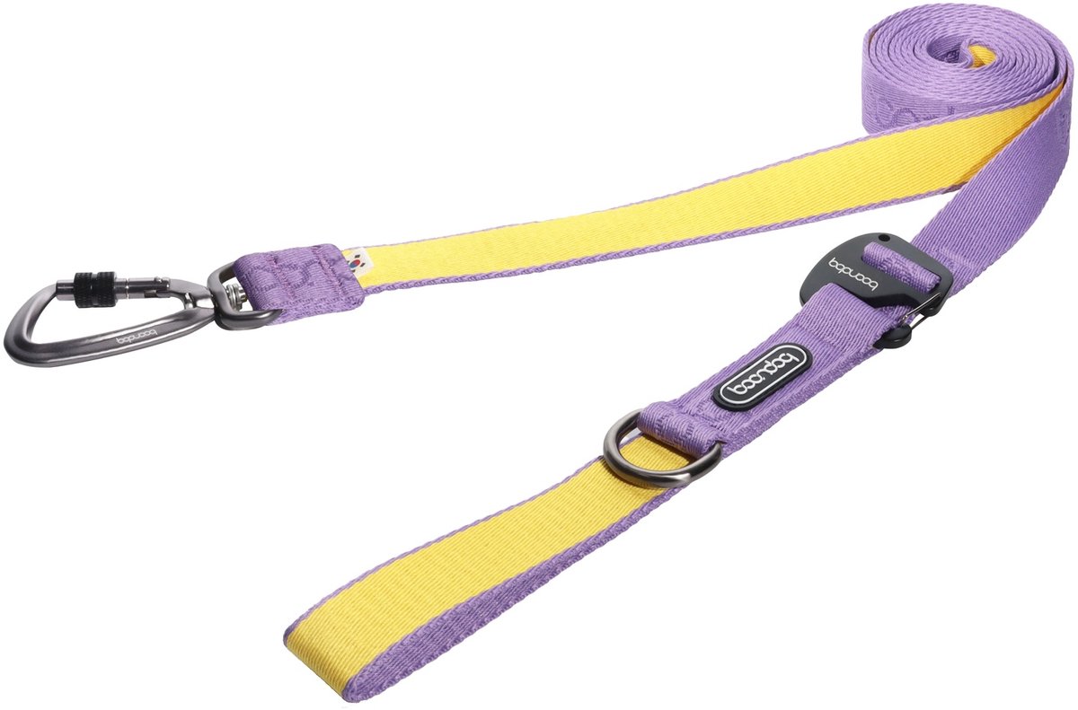 Boondog Hondenriem 3.2m - Verstelbaar - Multifunctioneel - Extra Sterke Nylon Riem - Meer Bewegingsvrijheid - Karabijnhaak - Purple/Lemon - Maat L
