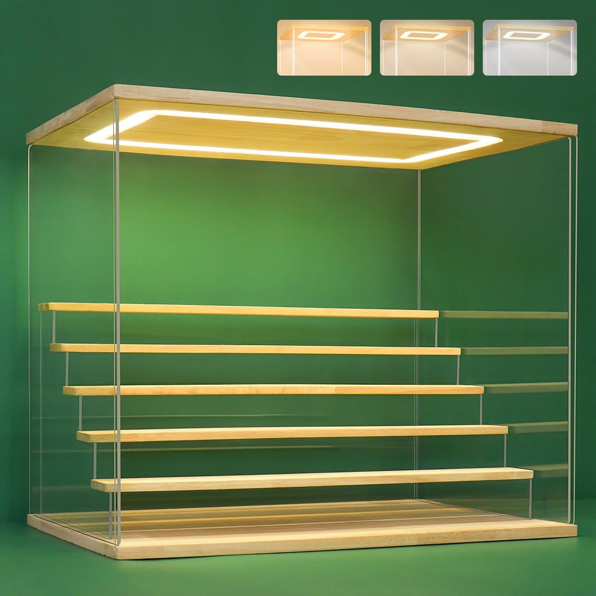 Omgoods - Transparante Acryl Display Stand met LED Licht, 6 Laags voor Verzamelobjecten