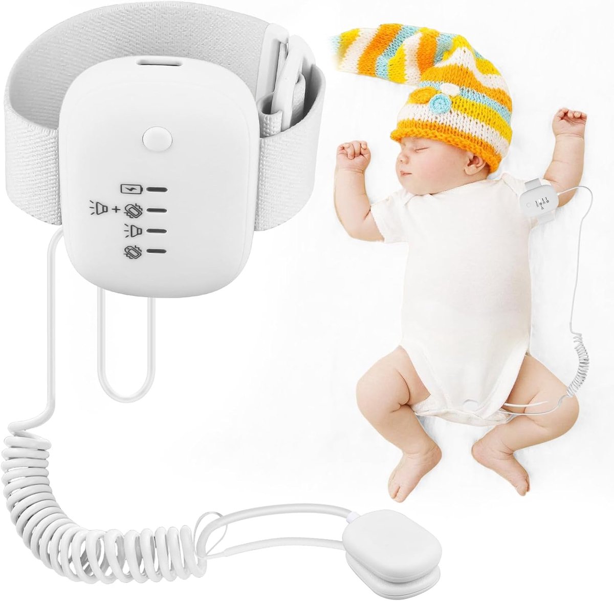 Bedalarm met Ontvanger en Zender – Bedvochtigheidsalarm met Geluid en Trilling – Oplaadbare Vochtsensor voor Bed – voor Jongens, Meisjes, Zindelijkheidstraining