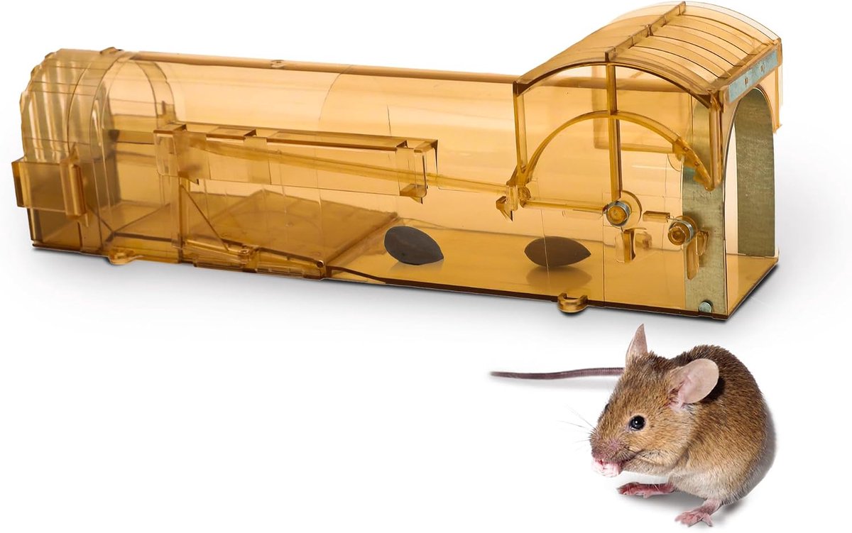 Muizenval levend - diervriendelijke val voor levende ratten - muizen eenvoudig vangen (1 stuk, bruin)-25cm*8cm*7.5cm