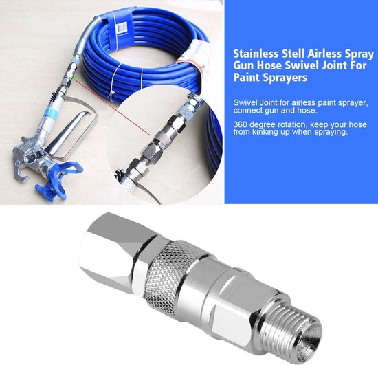 LISM-Rotatiekoppeling van roestvrij staal (6,35 mm) Geschikt voor hogedrukcoatings, airless spuitpistolen en hogedrukspuitpistolen. van lism — afbeelding 4