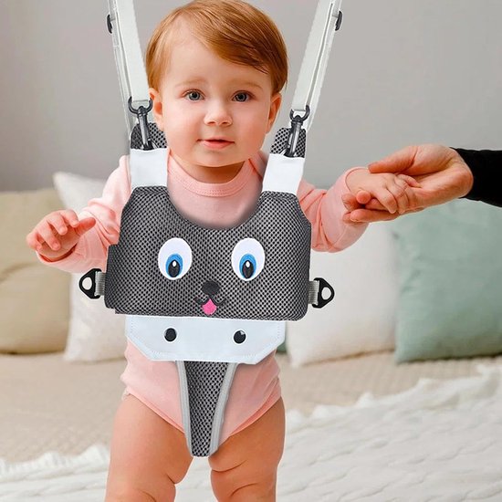 Baby Loophulp - Baby Walker Assistant - Baby Looptrainer - Leren Lopen - Baby Walker - Leren Lopen Assistent - Veilig Loopwagen Tuigje - Baby Assistent - Loopstoel Babywalker - Voor Peuters 9-24 Maanden - Verstelbaar - Grijs — afbeelding 4