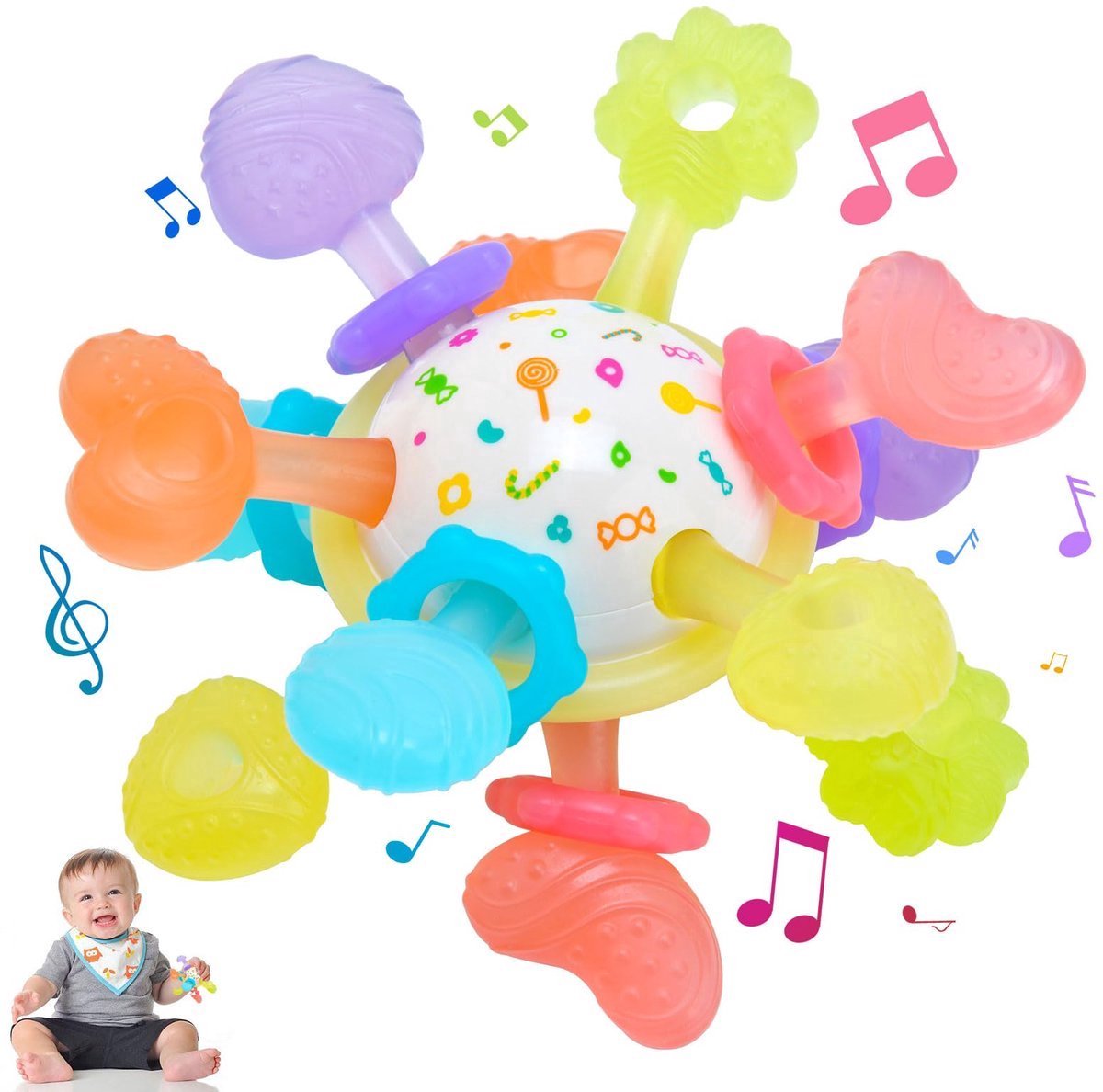 Casalora - Speelgoed geschikt voor baby's van 0-6-12 maanden - Educatief speelgoed voor baby's - Sensorische schudba - Babybal - lgrijper - Activiteiten speelgoed - Bijtspeeltjes - Babybadspeelgoed