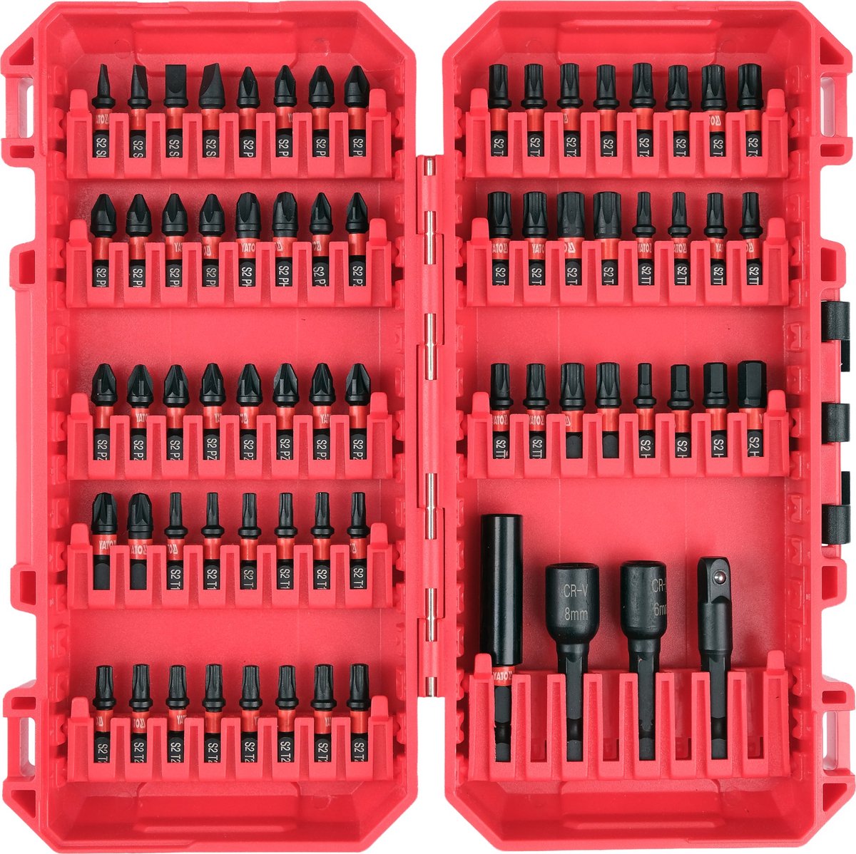 YATO YT-78077 Impact Bitset - 68-Delig - Slagvaste Bitset met Bithouder - S2 Staal - Voor Slagmoersleutel & Accuboormachine - Uitgebreide Schroefbit Set in Opbergbox