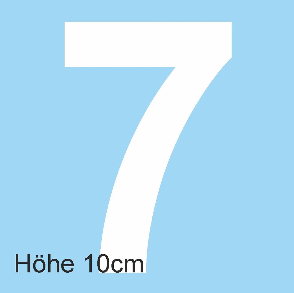 Hoogte 10 cm, stickers voor vuilnisbakken, wensstickers, huisnummer, brievenbus, cijfers om op te plakken, buiten, weerbestendig, kleur wit, nummer 7