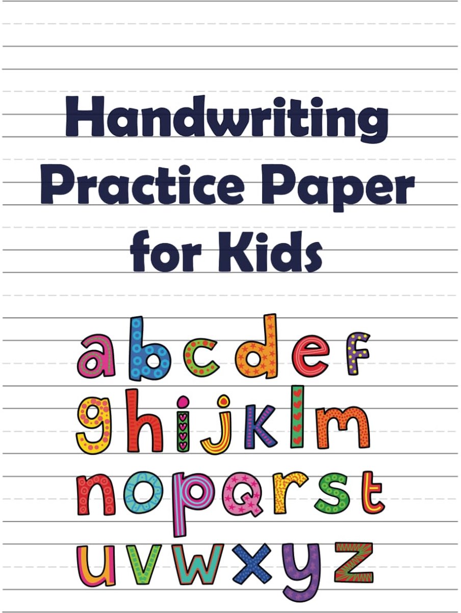 Practice paper for kids, 8.5"x11" practice alphabet writing workbook, school exercise book, 80 blank lined pages, for students learning to write letters and numbers