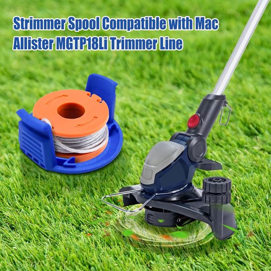Compatibel met Mac Allister MGTP18Li trimmerlijn, 1,65 mm, 3 m WX150 spoellijn, vervanging voor Macallister grastrimmer (4 spoel + 1afdekking) van compatibel — afbeelding 2