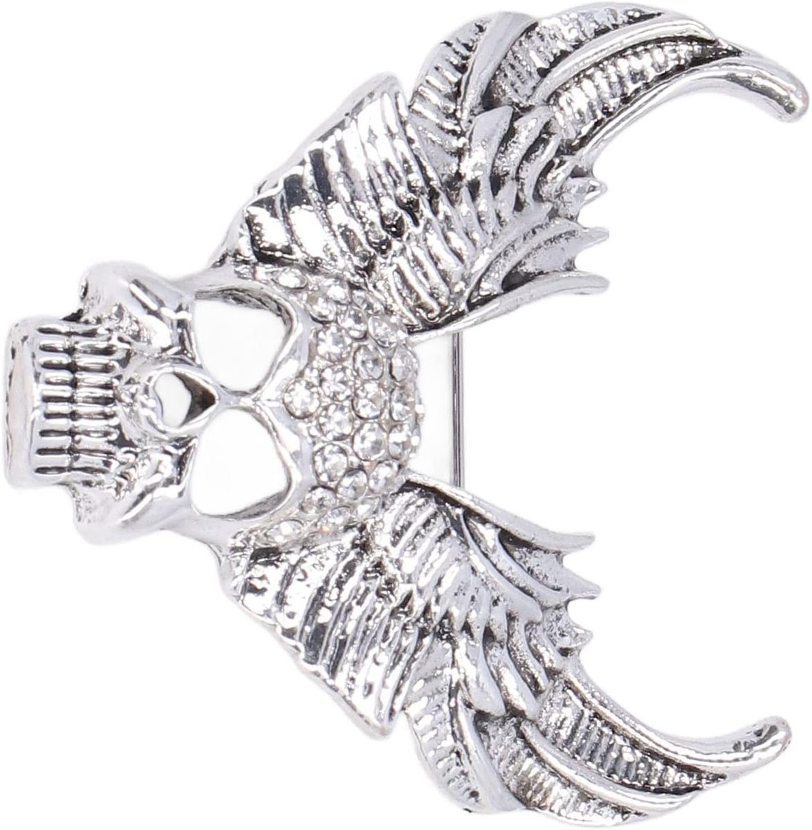 Schedel broche, kristallen schedel hoofd broche handgemaakte sprankelende persoonlijkheid voor jas voor pak!(Oud zilver)