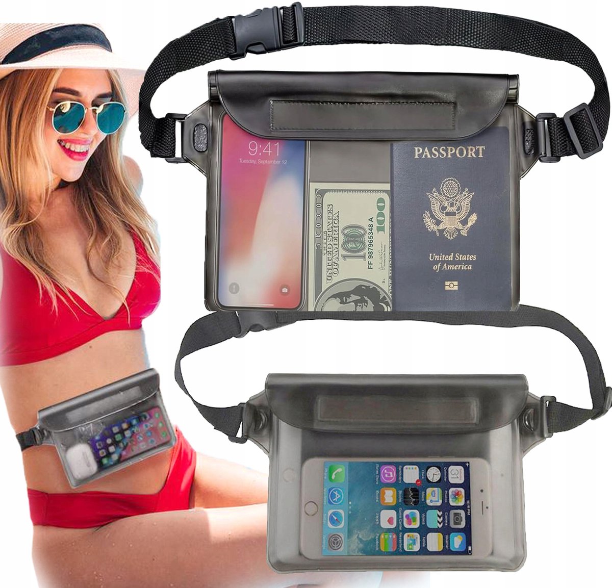 Waterdichte Heuptas voor Telefoon, Documenten & Tablet - Strand & Watersport