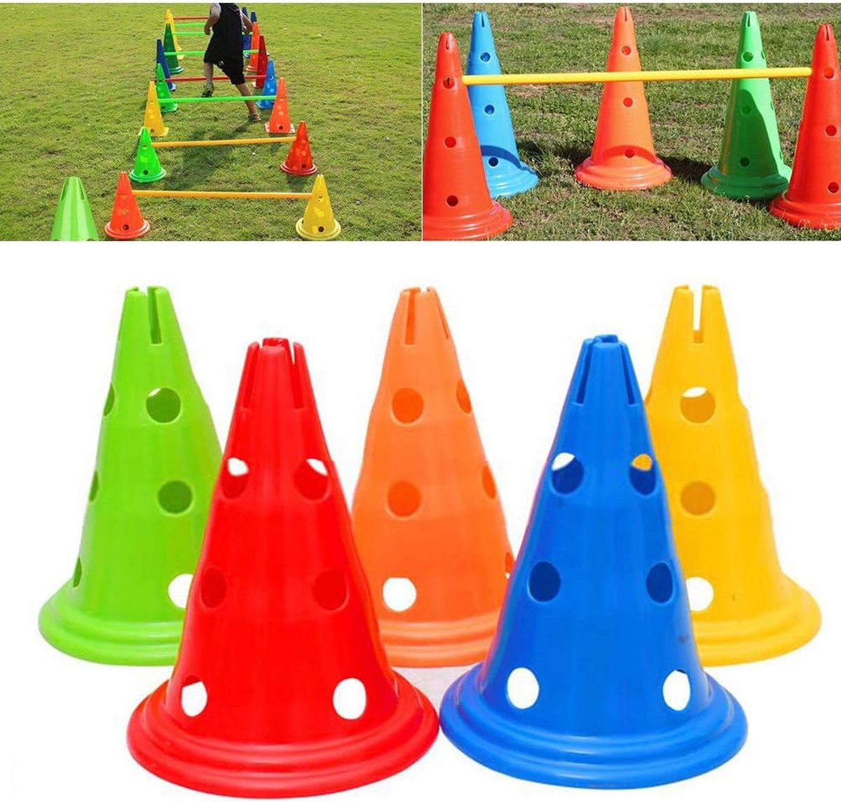 Sport Training Kegel, 5 Stks Voetbal Training Kegels Taps Taps Obstakel Bar Emmer Sign Barrier met gaten